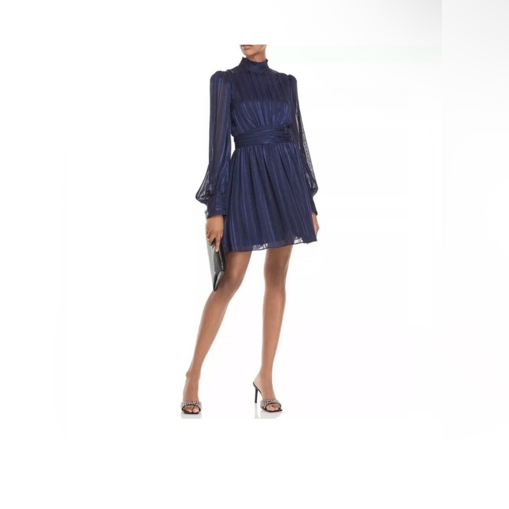 Aqua Midnight Blue Long Sleeve Dress